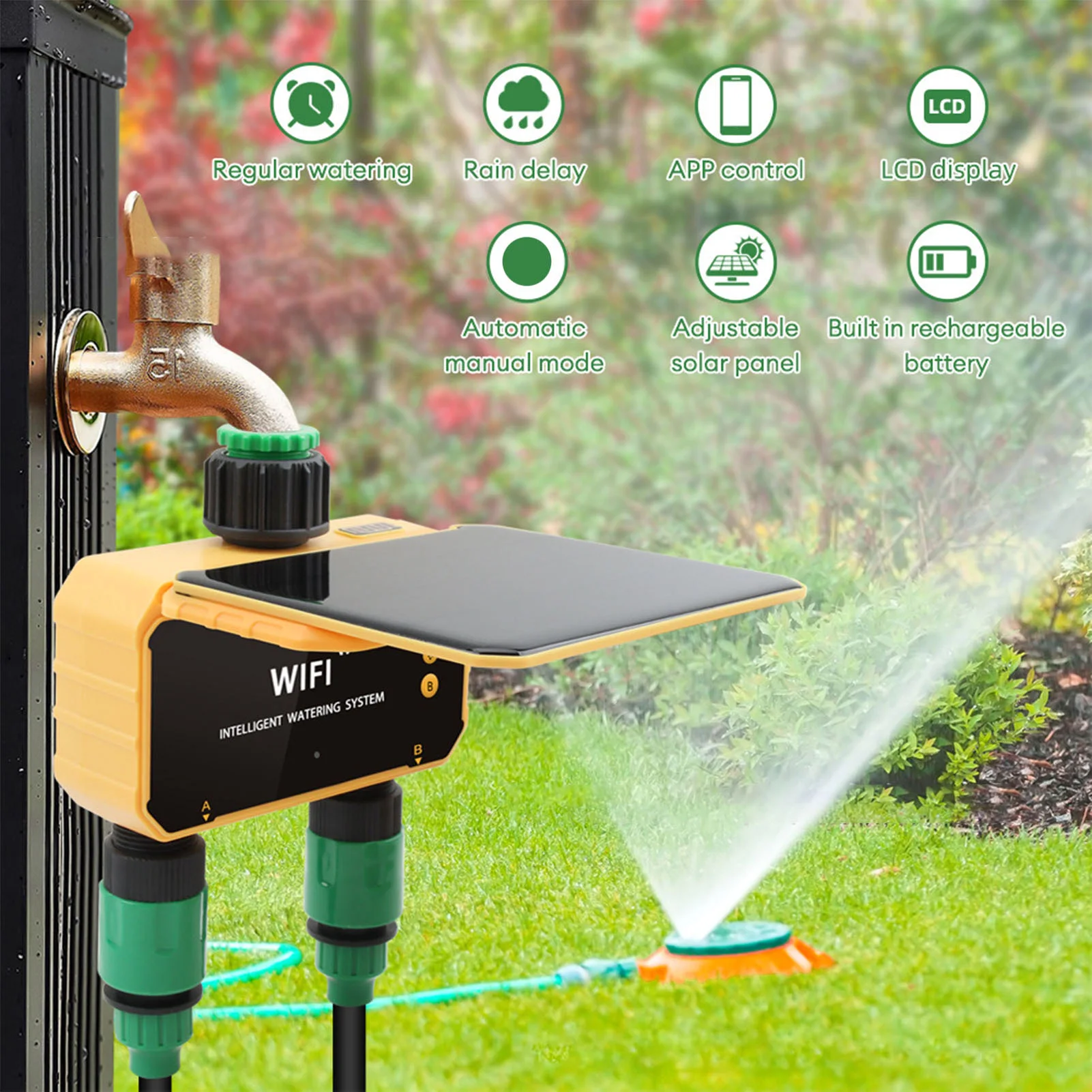 Smart Garden Timer - Programmateur d'arrosage intelligent solaire WiFi avec